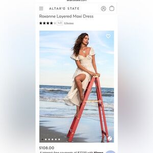 Off white tiered dress, never worn! Altar’d state, new with tags.